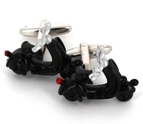 Botões de punho Moto Scooter Vespa Preta