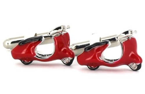 Botões de punho Moto Scooter Vespa Vermelha