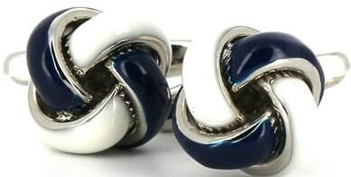 Botões de punho Nós Branco e Azul Marinho