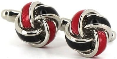 Botões de punho Nós Preto e Vermelho