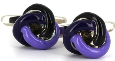 Botões de punho Nós Tricolor Preto e Roxo