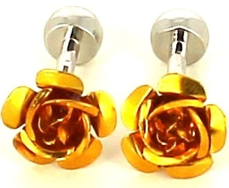 Botões de Punho Rosa Amarelo