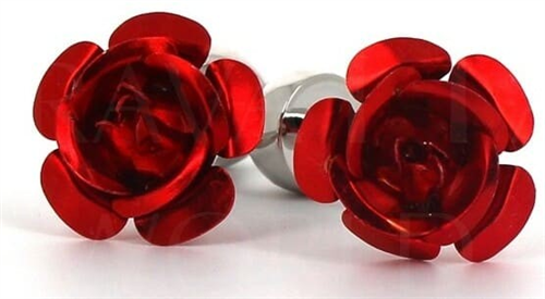 Botões de Punho Rosa Vermelho