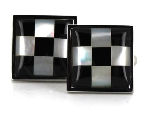 Botões de punho Tabuleiro Branco-Preto