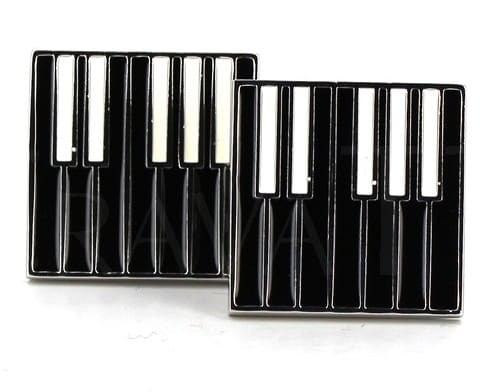 Botões de punho Teclado Piano Pretos