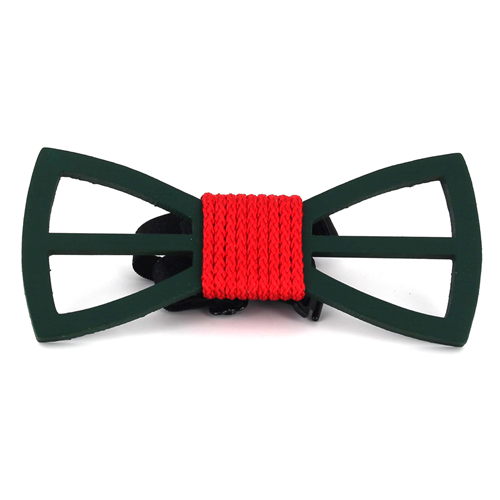 Laço Bambu Oco Verde Cordão Vermelho
