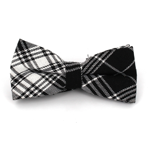 Laço Xadrez Escocês Branco e Preto