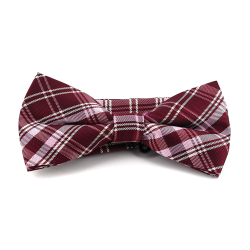 Laço Xadrez Escocês Grená e Rosa