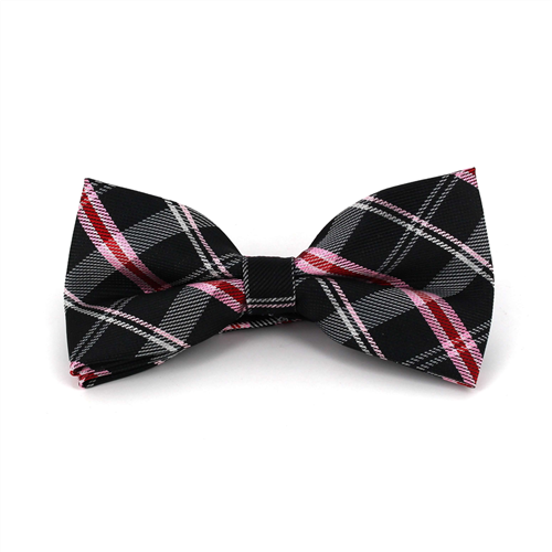 Laço Xadrez Escocês Preto e Rosa