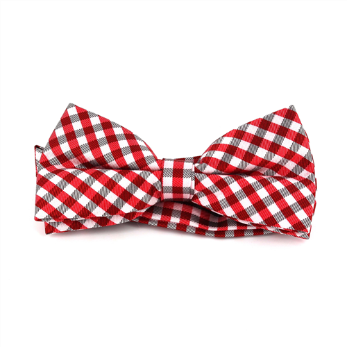 Laço Xadrez Vichy Vermelho e Branco