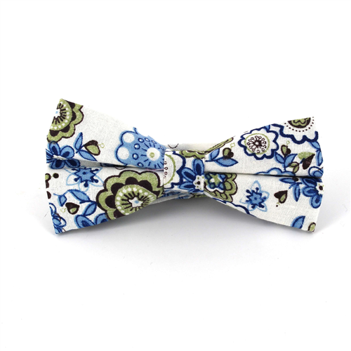 Laço Flores Branco e Azul
