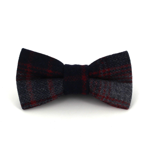 Laço de Lã Xadrez Cinza e Vermelho