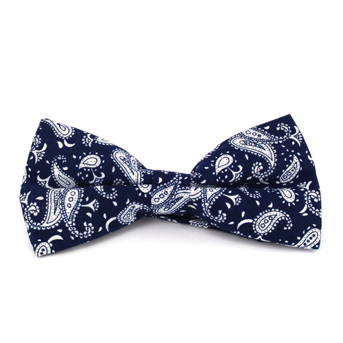 Laço Paisley Azul e Branco