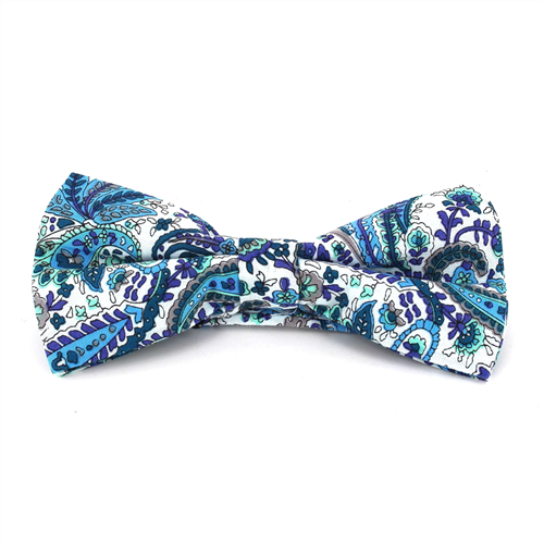 Laço Paisley Branco e Azul