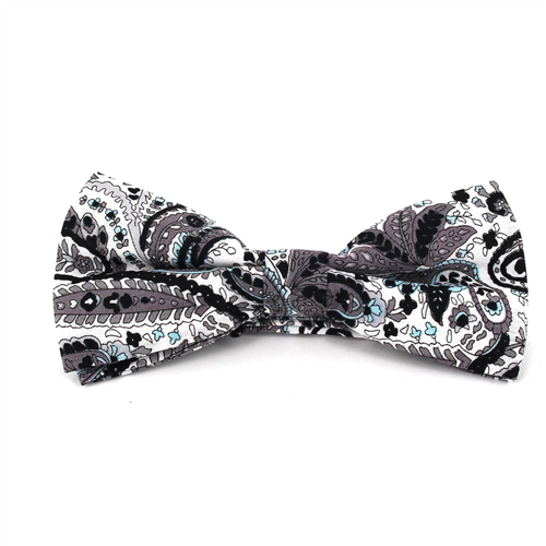 Laço Paisley Branco e Preto