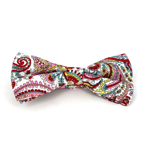 Laço Paisley Branco e Vermelho
