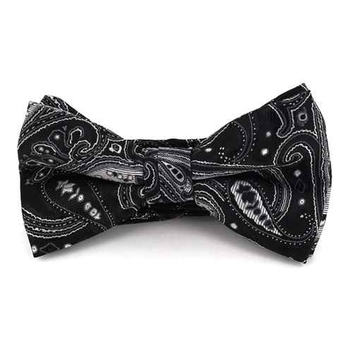 Laço Paisley Preto e Prata