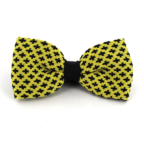 Laço Ponto Flor de Lis Amarelo e Preto
