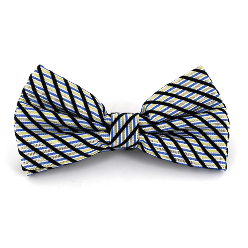 Laço Riscas Brilhante Azul e Dourado