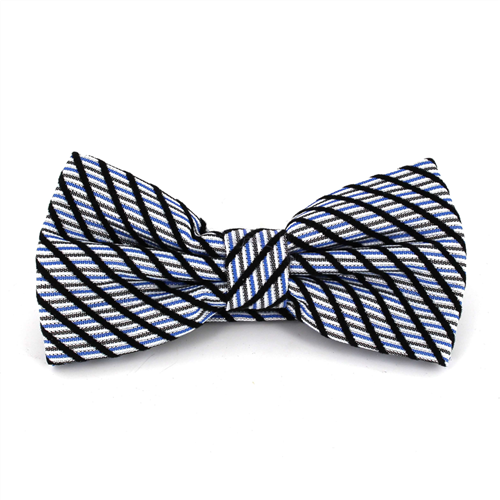 Laço Riscas Brilhante Azul e Cinzento
