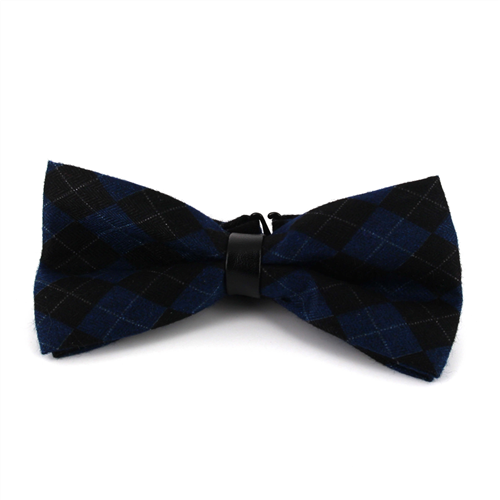Laço de Xadrez e Couro Azul e Preto