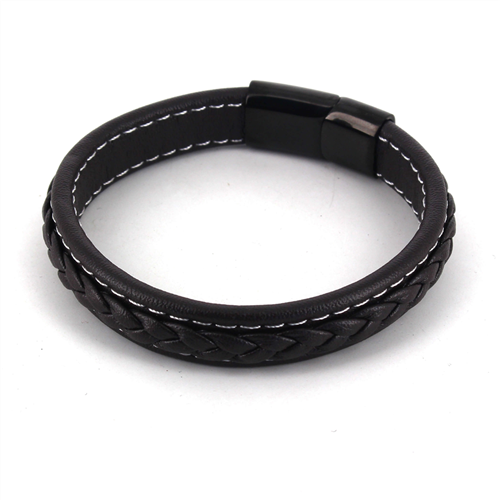 Pulseira Corda Couro Castanho Escuro