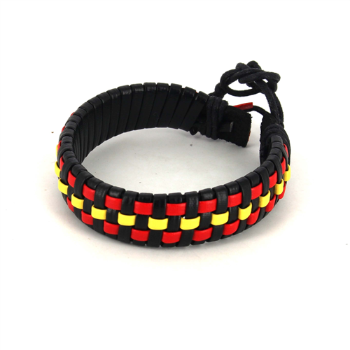 Pulseira em Couro Bandeira de Espanha