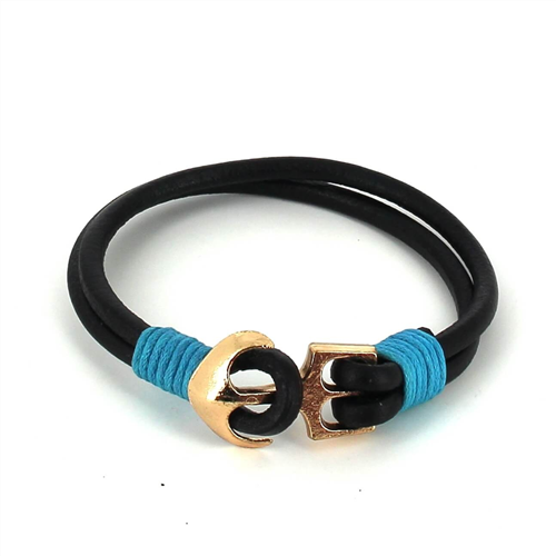 Pulseira de Couro com Âncora