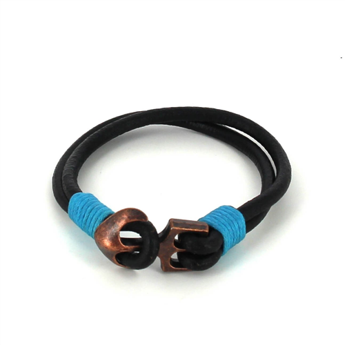Pulseira de Couro com Âncora