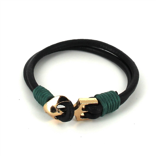 Pulseira de Couro com Âncora