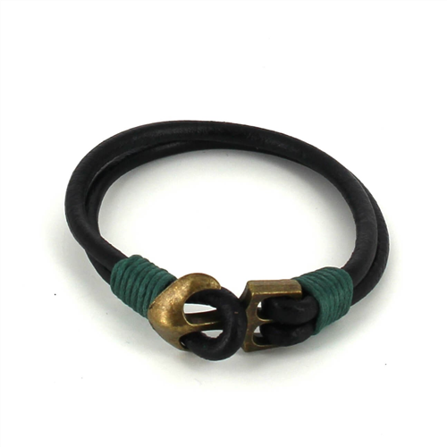 Pulseira de Couro com Âncora