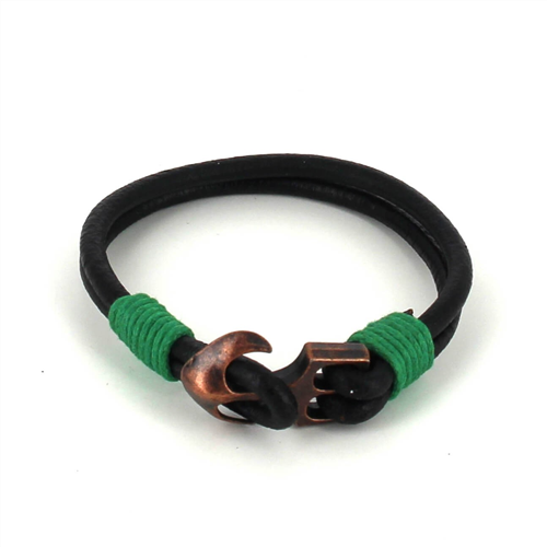 Pulseira de Couro com Âncora