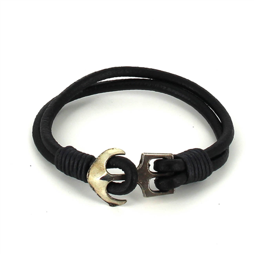 Pulseira de Couro com Âncora