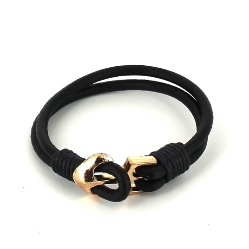 Pulseira de Couro com Âncora