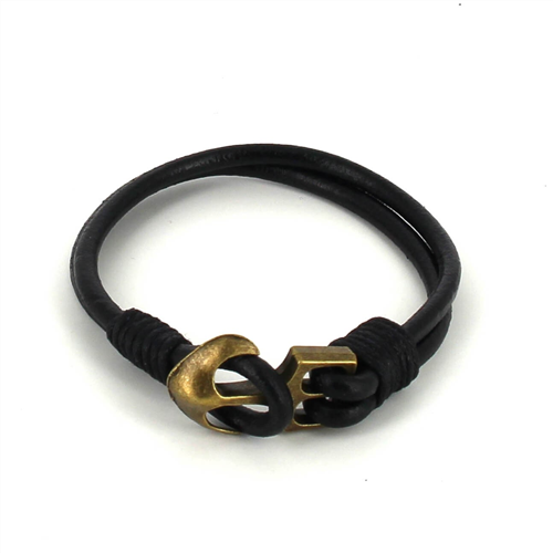Pulseira de Couro com Âncora