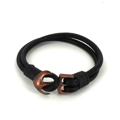 Pulseira de Couro com Âncora