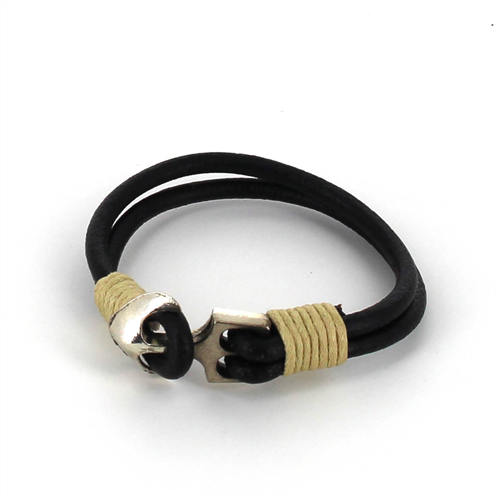 Pulseira de Couro com Âncora