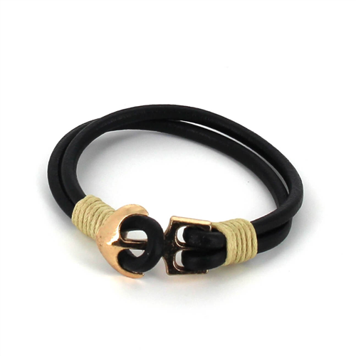 Pulseira de Couro com Âncora
