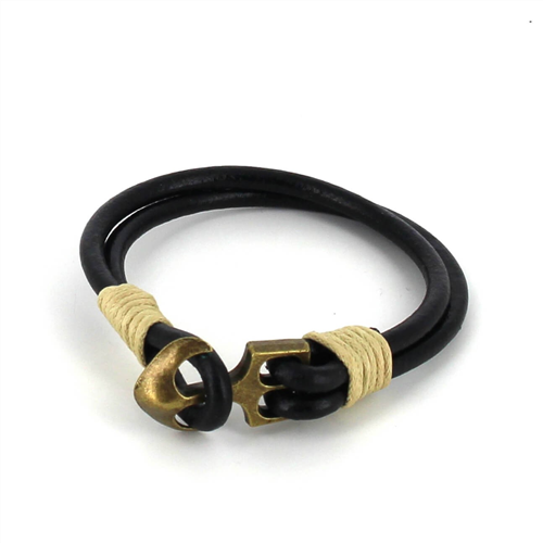 Pulseira de Couro com Âncora