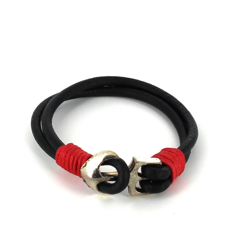 Pulseira de Couro com Âncora