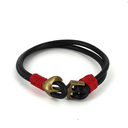 Pulseira em Couro com Âncora