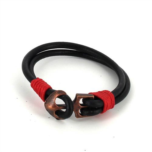 Pulseira de Couro com Âncora