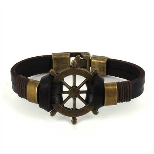 Pulseira de Couro Castanho com Timão