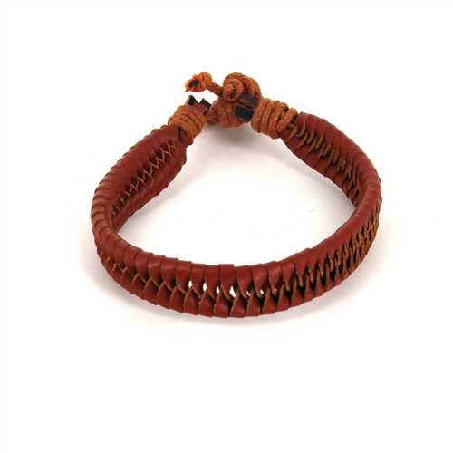 Pulseira de Couro Trançado Castanho Claro