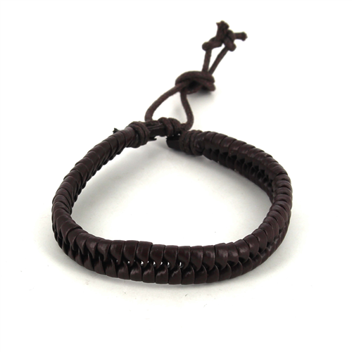 Pulseira de Couro Trançado Castanho Escuro