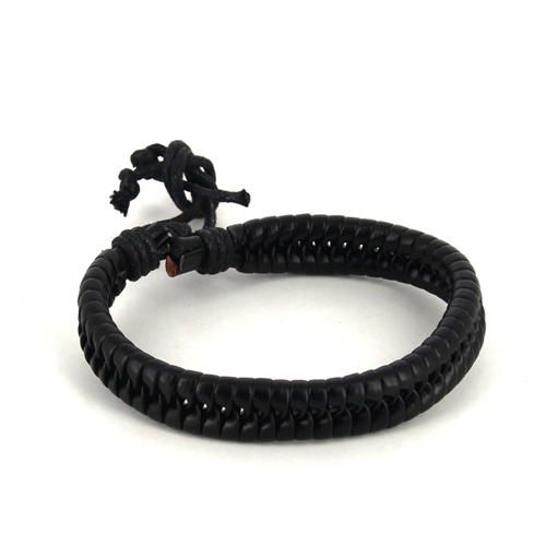 Pulseira de Couro Trançado Preto