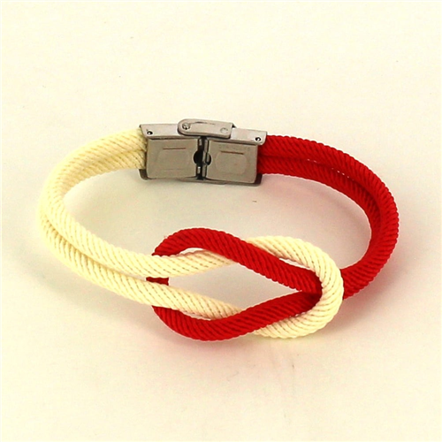 Pulseira Nó Branco e Vermelho