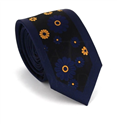 Gravata Estreita Estampada Flores Azul