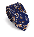 Gravata Estreita Paisley Azul Marinho