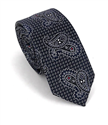 Gravata Estreita Paisley Azul Marinho e Preta